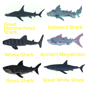Fisch All Server 6 Sharks Set （For Poseidon Rod）